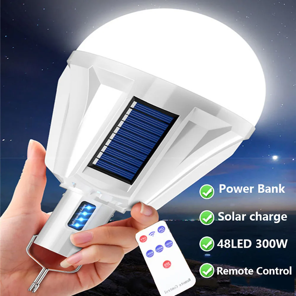 Portable Solar Rechargeable Lamp Long Lasting Camping Lantern Outdoor Lighting Emergency Bulb Powerful Flashlight Campe Supplies