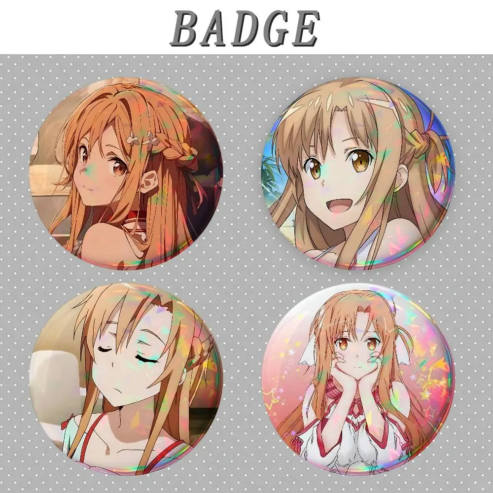 Asuna Yuuki Badges Tinplate Soft Button Pin Brooch Metal Badge Custom Jewelry Accessories Hat Bag Lapel