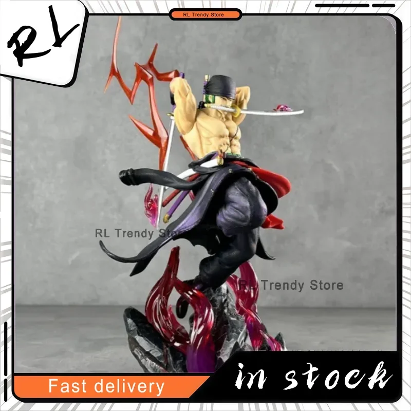 One Piece Roronoa Zoro 28CM Action Figure Stile a tre spazole Doppia testa Scambiabile Animazione Statua Giocattolo da collezione Regalo