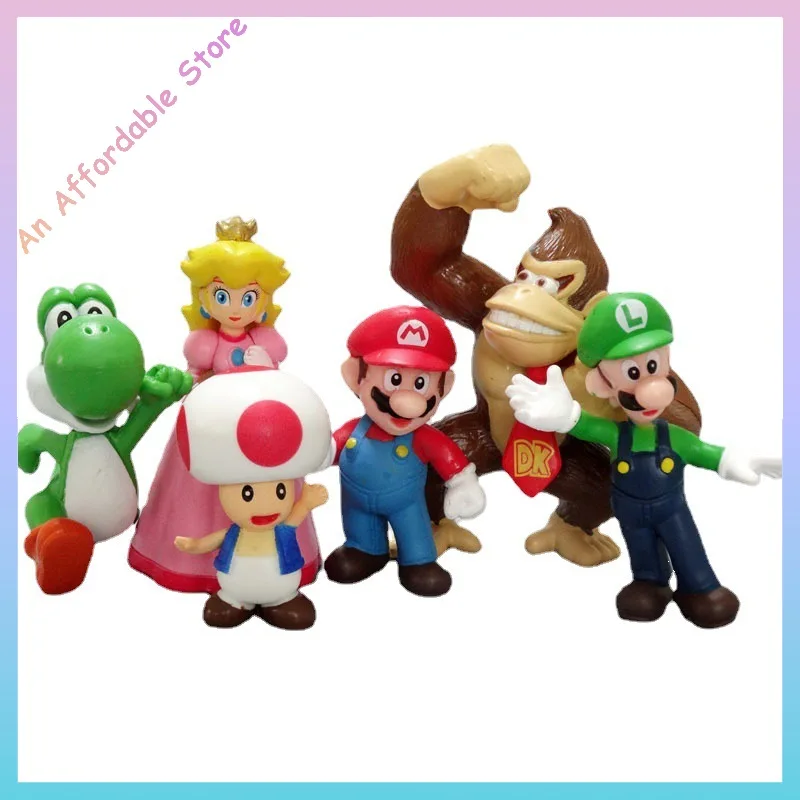 ألعاب سوبر ماريو عمل الشكل 6 قطعة دمى ماريو Yaoxi الفطر الناس تمثال حلية ألعاب أطفال هدية عيد ميلاد #1