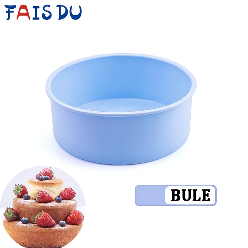 FAIS DU Blue Round Silicone Mold Nonstick Baking Pan Layer Cake Mousse Cylinder Mould For Pastry Bakeware Baking Tools