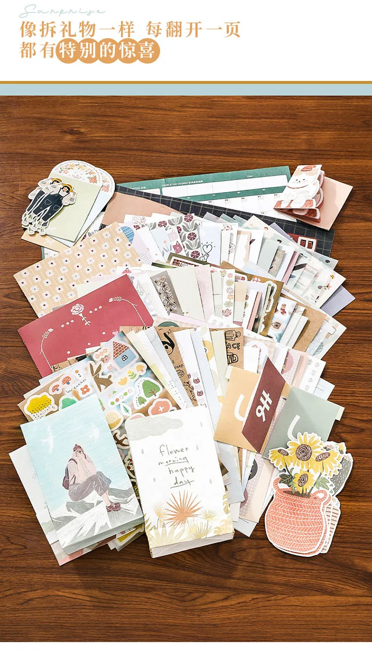 Journal GO 58-teiliges Collage-Junk-Journal-Materialbuch mit Materialpapier, Aufklebern, Notizen, Briefen, Umschlägen, Scrapbook-DIY-Zubehör – Detail 4