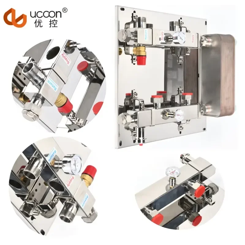 Stainless Steel Manifold Kit with Thermometer/Mixing Pump/Boiler Valve and Exhaust Valve
