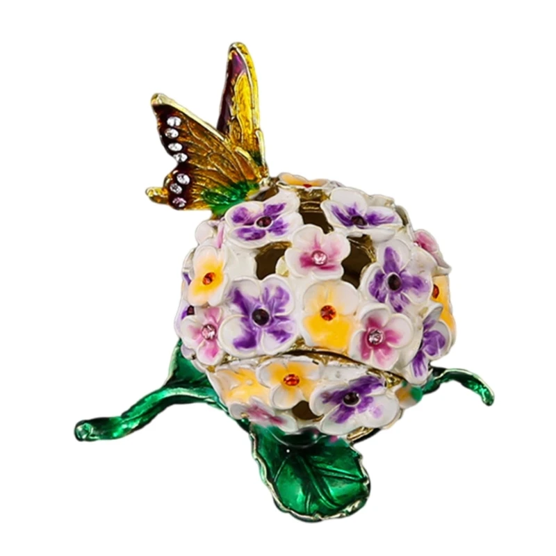 Premium Zinc Alloy Enamel Butterfly Themed Jewelry Organizers With Elegant Vintage Floral Patterns Butterfly Container E0BF