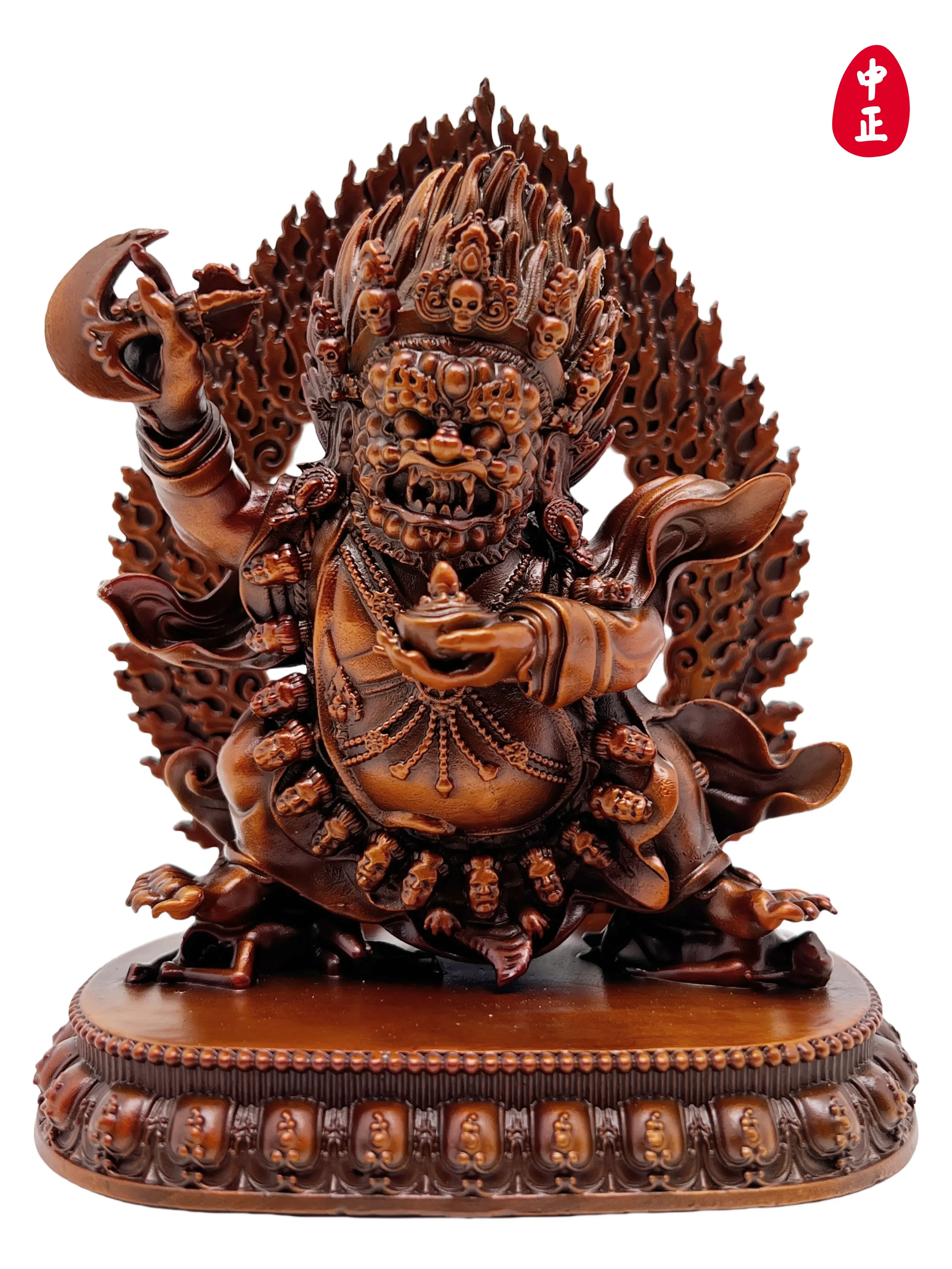 [Special offer] Kagyu Dahei Tian Maha Ga block robe King Kong 11cm red copper can be customized handicraft ornament