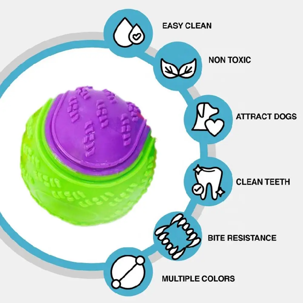 Dog Squeaky Toys Balls Strong Rubber Durable Bouncy Chew Ball Bite Resistant Puppy Training Sound Toy Teeth Clean Pet Supplies