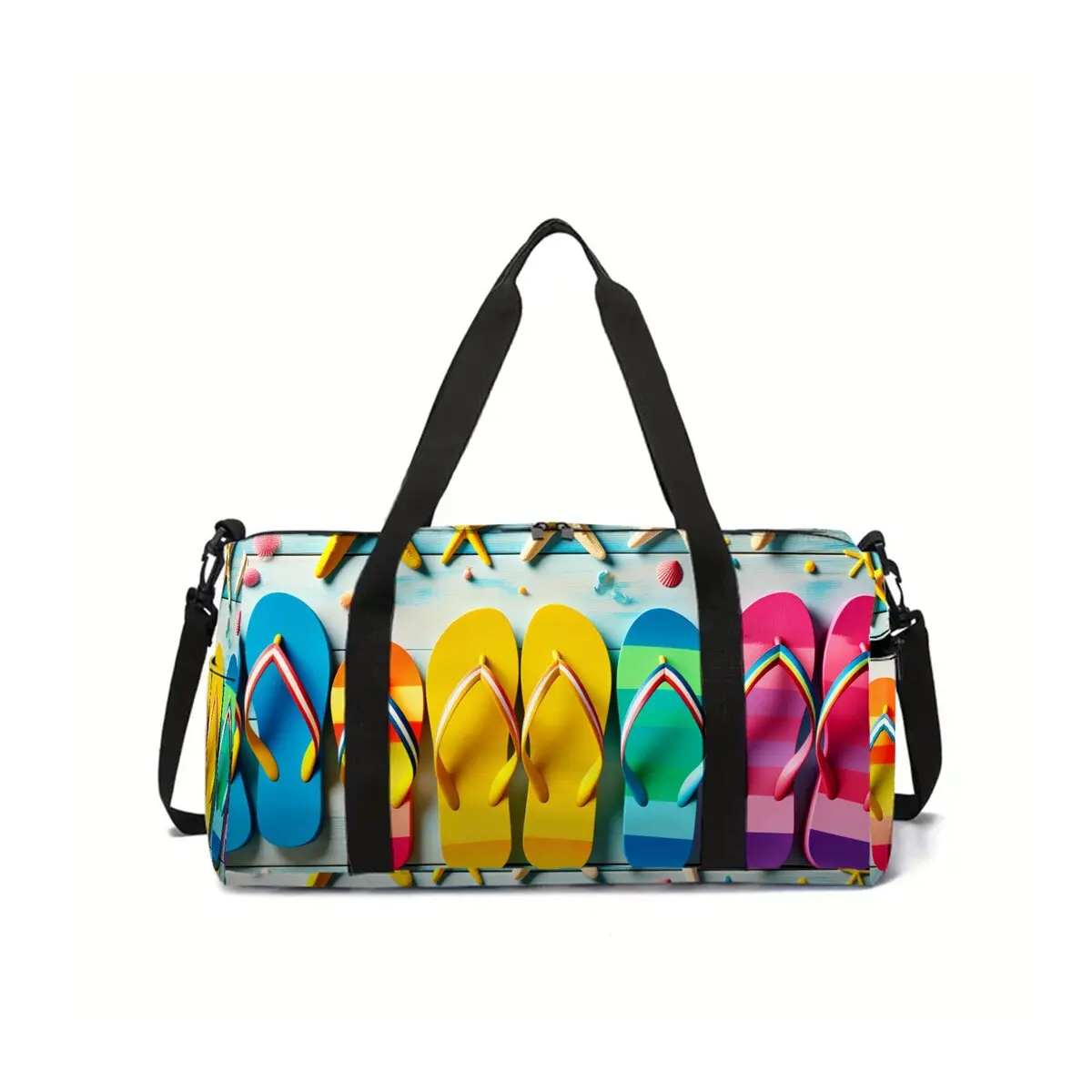 

Sandals and Shells Pattern 2D Cartoon School Travel Bag Large Capacity Zipper Luggage Bag Best Gift for Boys Girls Fashion Style