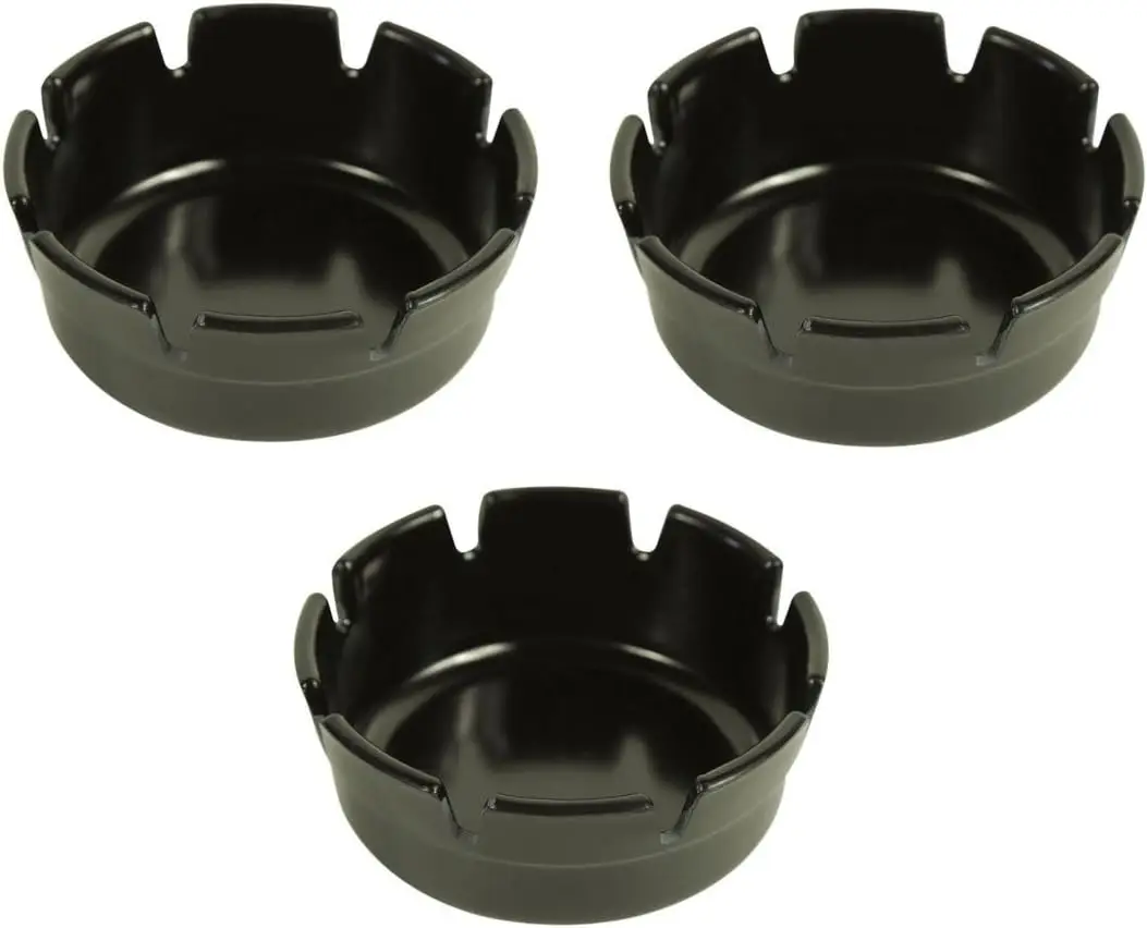 

3-Pack Deep Well Plastic Ashtrays, Black, 4" Diameter for Restaurant or Bar Use