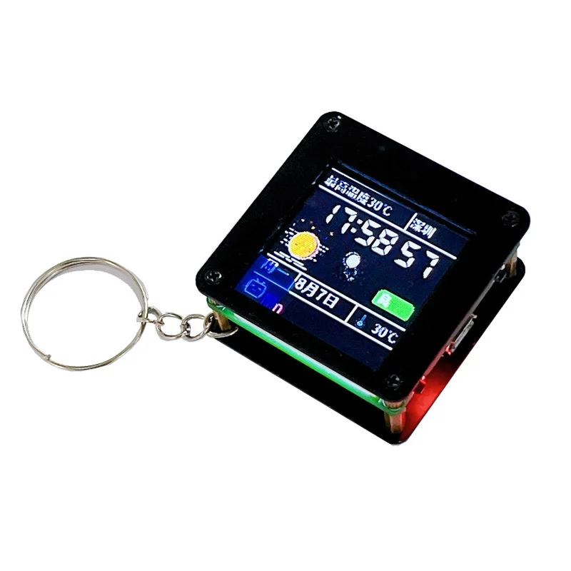 Esp32 C3 1.44 Inch LCD-Scherm Bureaublad Kleine Ornamenten Draagbare Handbagage Hanger Lvgl Spaceman St7735 Met Batterij