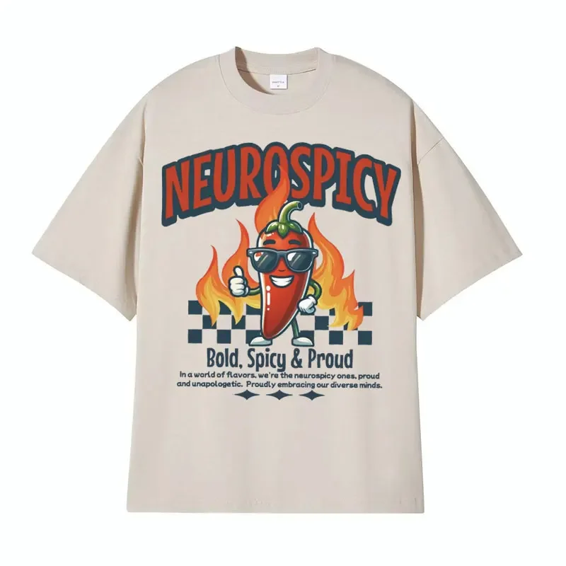 Neurospicy Funny Chili T Shirt Autism ADHD Dyslexia Actually Autistic Meme T-shirts Men Women Fashion Humor Vintage T-shirt Tops