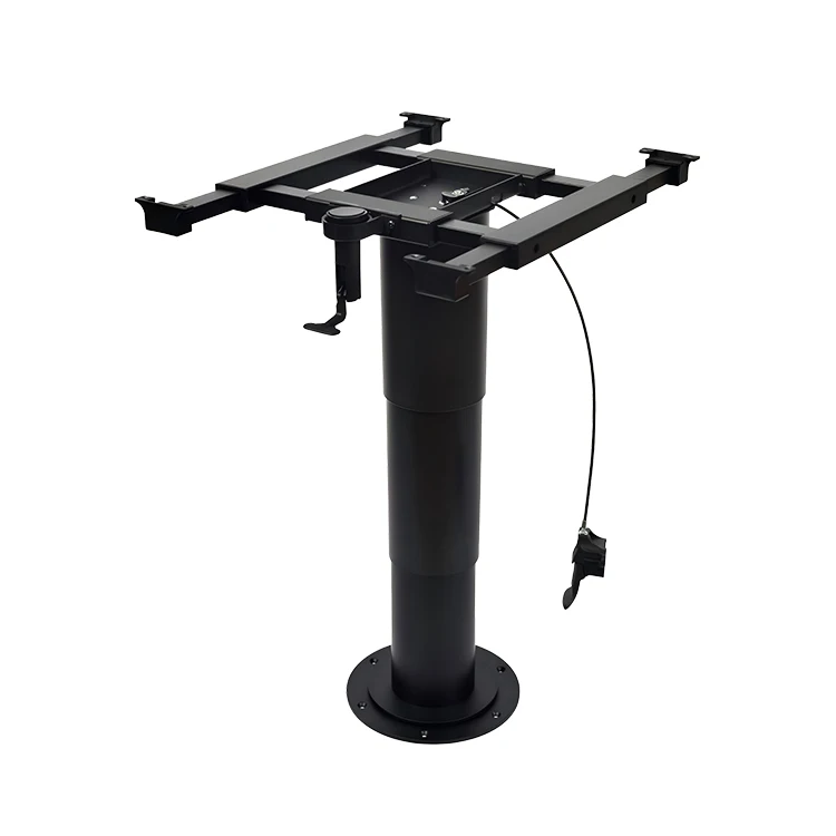 Gas Lift RV Table Pedestal Pneumatic Adjustable Table Leg with 4-Way Sliding Mount 360° Swivel for Caravan Yacht Table Leg