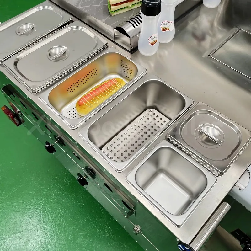 Wheeled Stainless Steel Mobile Vending Cart Towable Hot Dog Stand For Outdoor Catering Burger Deep Fry Food BBQ Customized