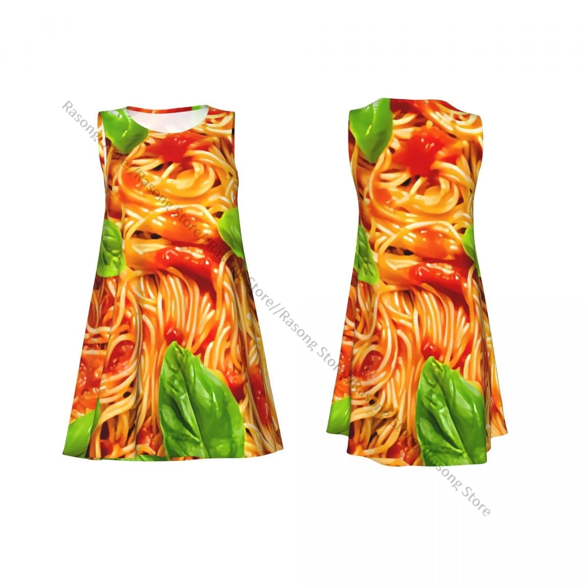 レディースドレスバタートマトとオニオンパスタサマーカジュアルTシャツビーチカバーアップタンクドレス