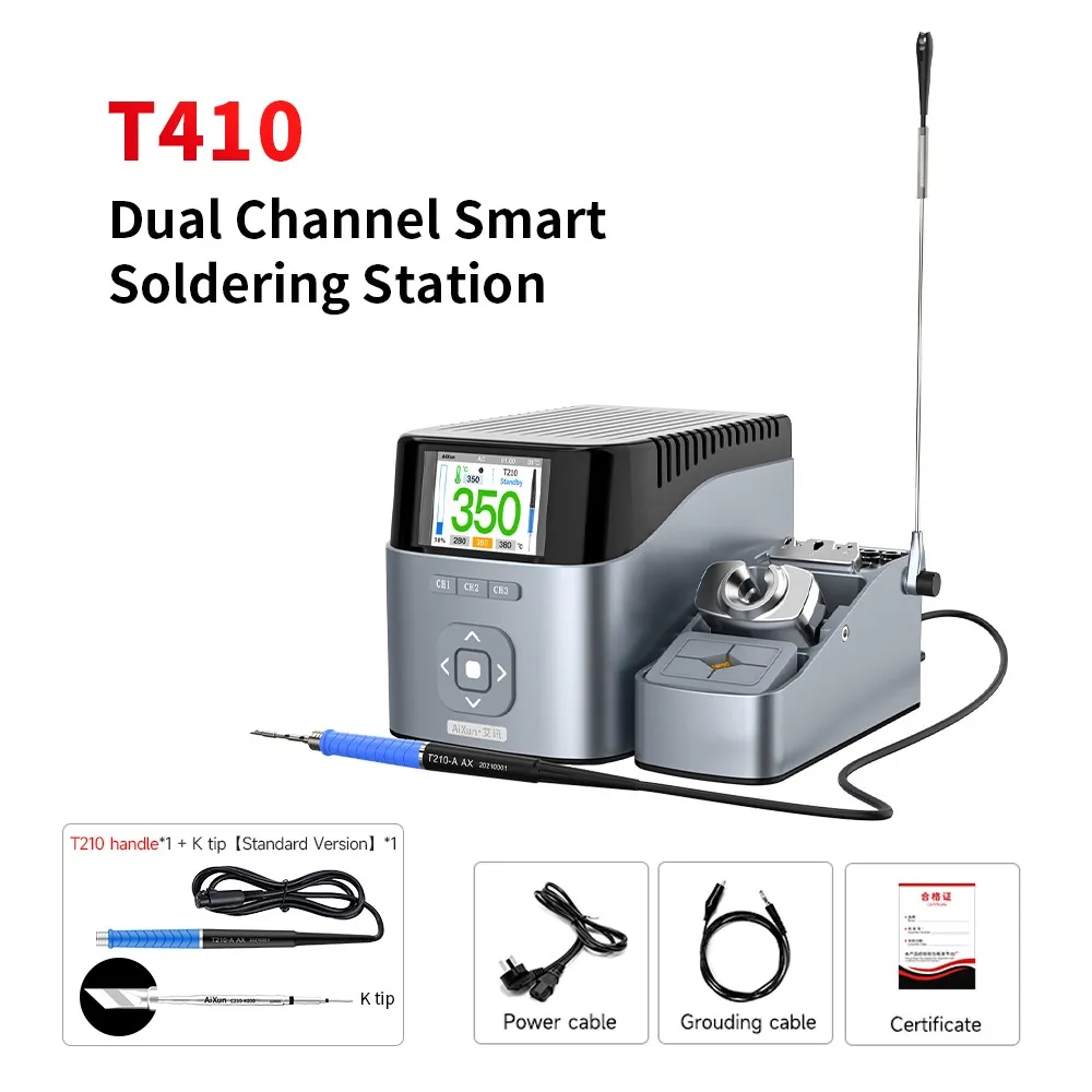 AiXun T410 Smart LED Display Dual Handle BGA Soldering Station Supports C115/C210/C245 Soldering Iron Welding Equipment