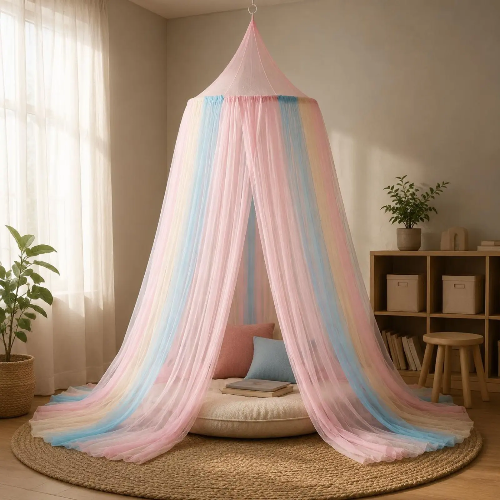 Single Door Canopy Net No Installation Princess Bed Net Dome Bed Canopy Easy to Install Home Decor Hanging Design for Bedroom