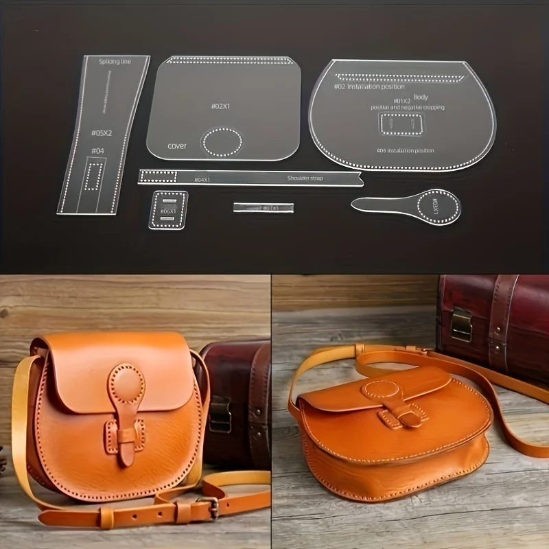 7Pcs Vintage Shoulder Bag Acrylic Templates - Easy-to-Use Stencils for DIY Leather Crafting & Pursuits Durable & Versatile