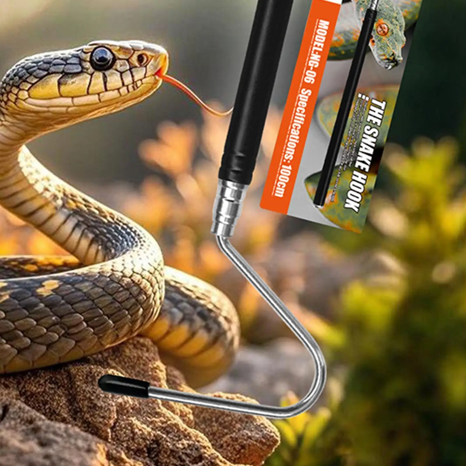 Snake Stick Snake Pole Extended Anti-Bite Retractable Hook With Non-slip Handle For Cleaning Plumbing Bathroom Pool Skimmer