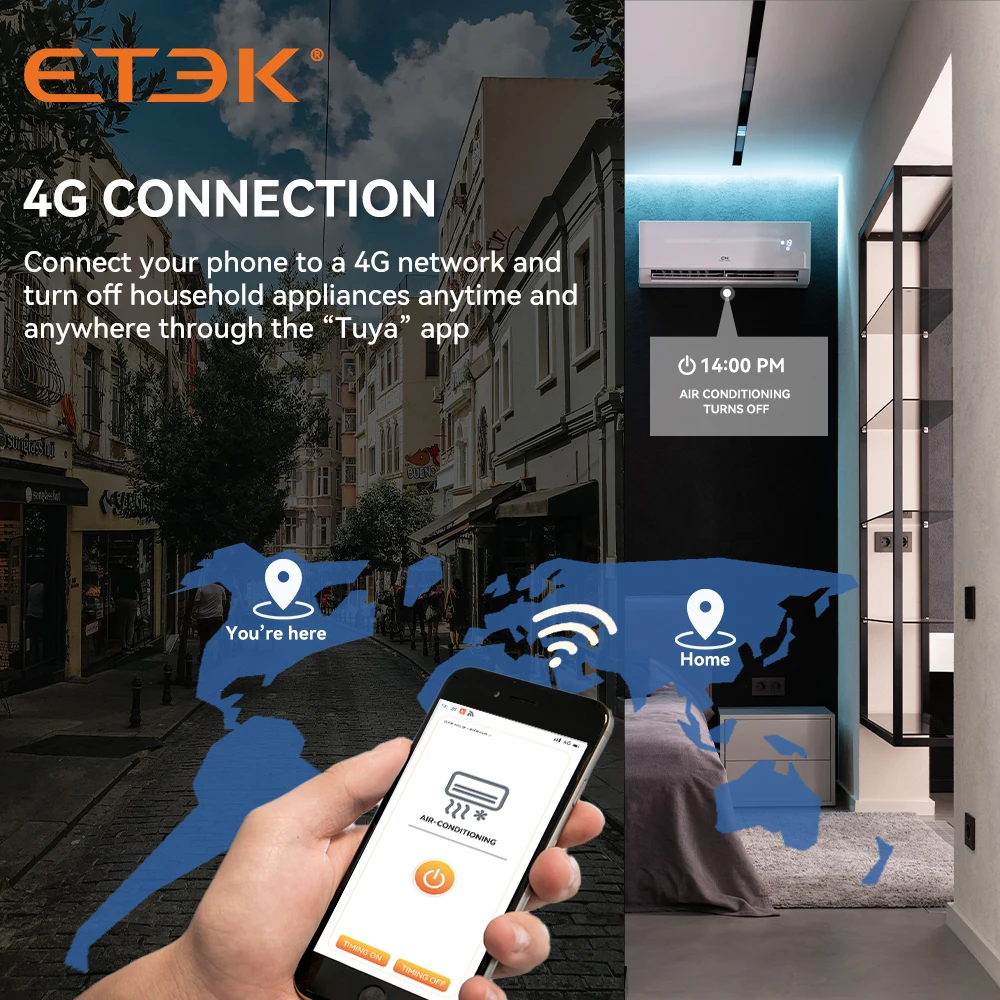 Imagem -02 - Etek-tuya Wifi Disjuntor Inteligente Mcb Controle Remoto Proteção contra Curto-circuito Cronometrado 2p 16a 25a 32a 40a 63a Ekr3