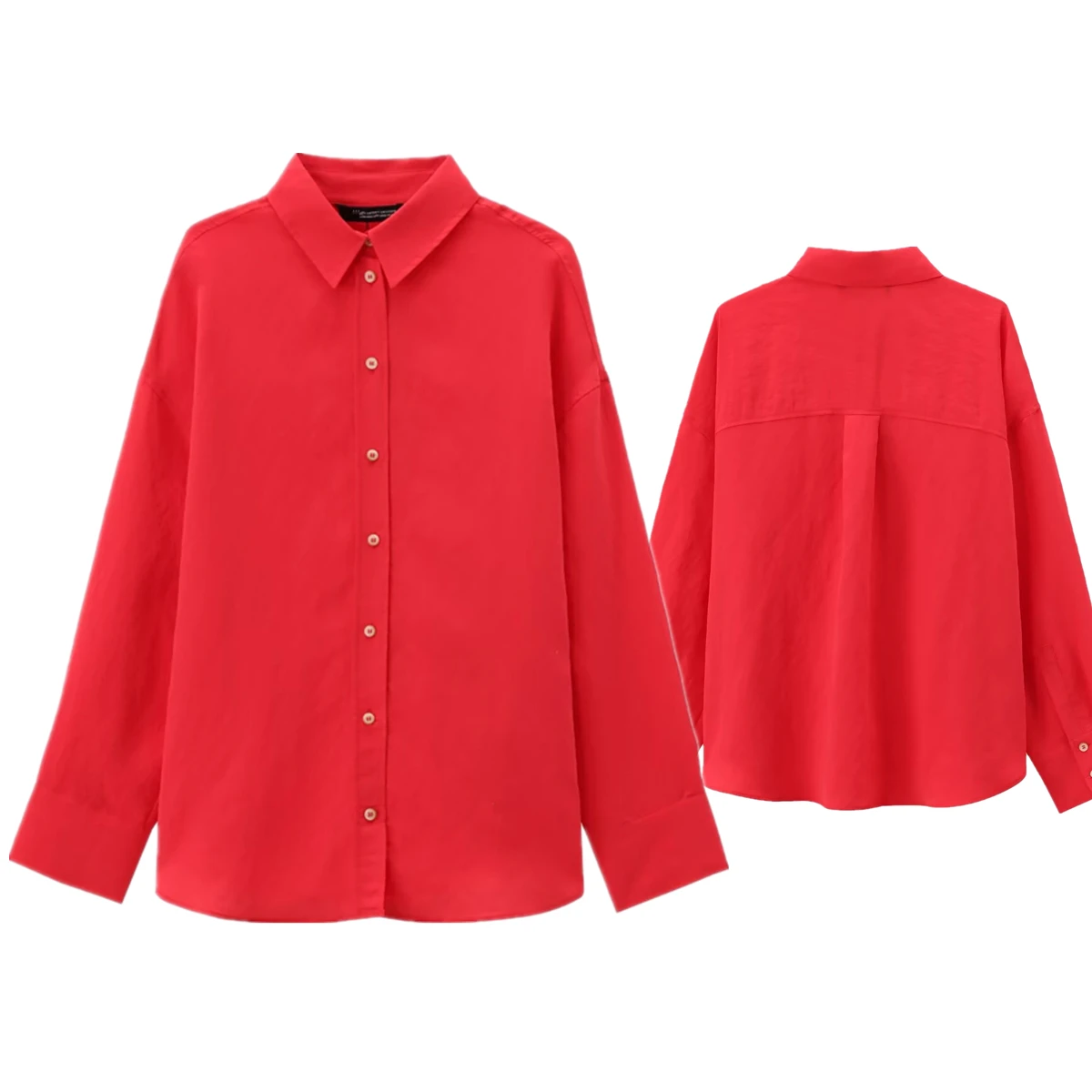 

Dave&Di Summer Shirt Women Blusas Mujer De Moda 2024 Shirt Red Color Long Sleeve Minimalism Shirt For Ladies