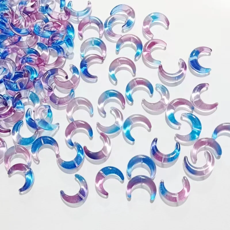 20pcs 12x15MM Moon Shape Lampwork Glass Czech Crystal Loose Beads for Jewelry Making Supplies DIY Charms Bracelets Accessories