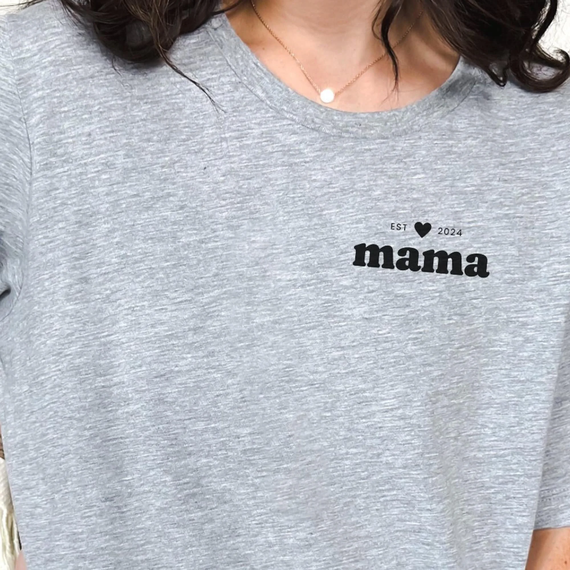 Grey Mama Est 2024 T Shirt Mother'S Day Gift Mom Life New Baby Shower