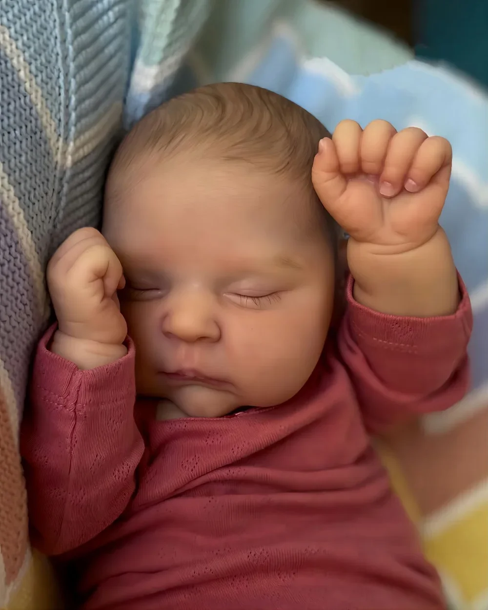 48 cm fertige wiedergeborene Puppe, schlafende Pfirsiche, weicher Körper, lebensechtes Baby mit 3D-Haut, mehrere Schichten Adern, Muñeca Bonecas Bebe Reborn