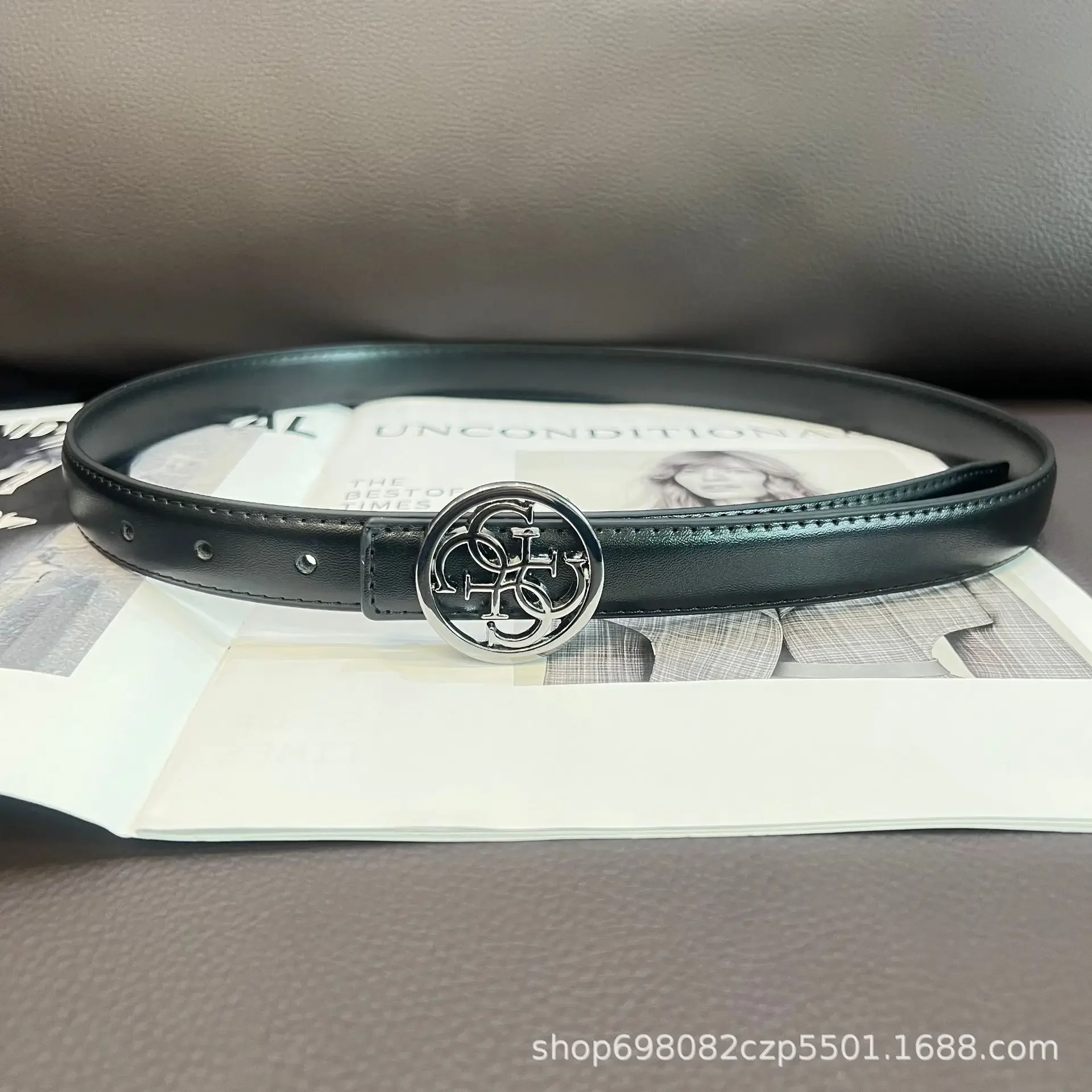 Ceinture à boucle avec حروف بسيطة صب نساء، jupe et pantalon، ceinture ديكور، وضع à la، polyvalente