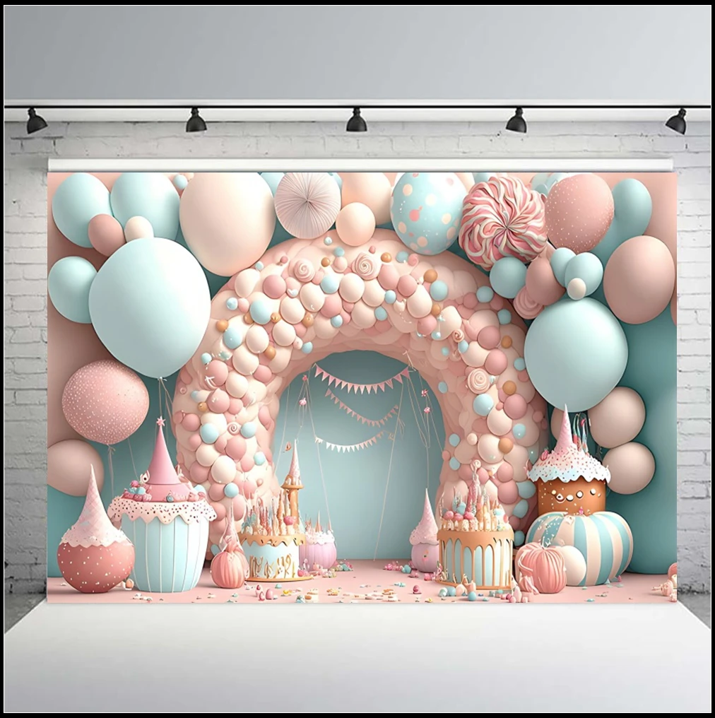 Newborn 1st Birthday Photography Backdrop Colorful Balloon Boys Girls First Birthday Decoration Baby Shower Background Studio