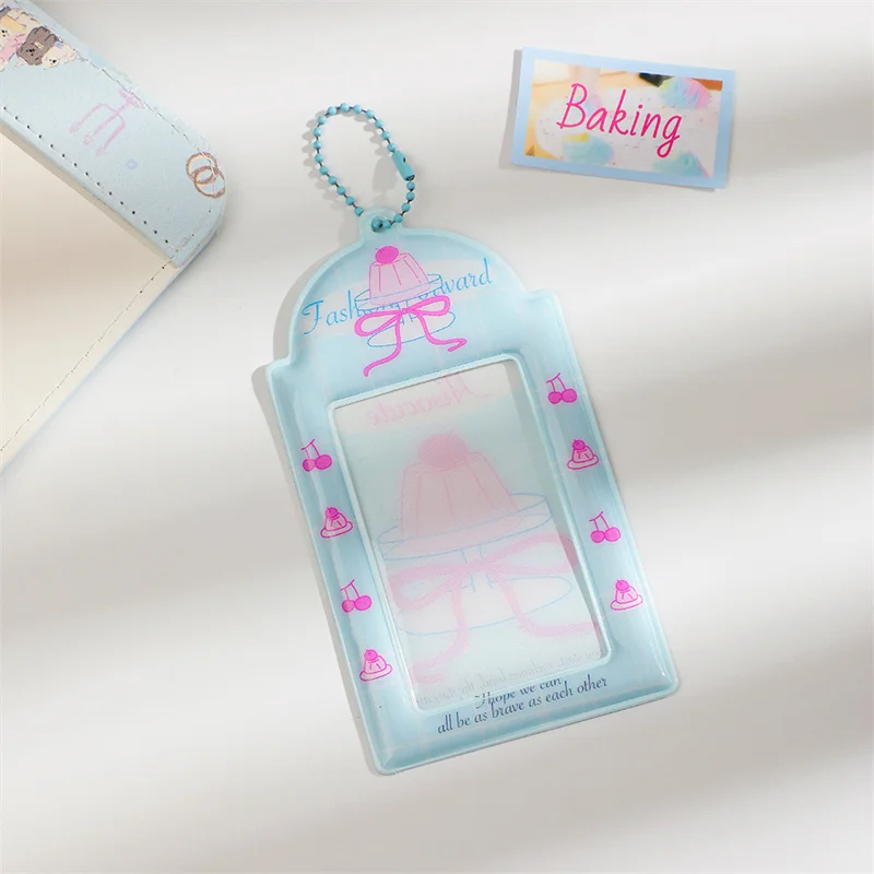 Cute Lovely Bow Card Holder Cover Bag Pendant Key Chain Idol Photocards Protector Photo Sleeves Girl 3 Inch Cartoon PVC New