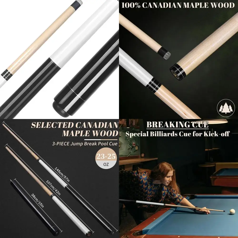 

Heavy Hitter 2-in-1 Jump Break Pool Cue Stick, 23-25oz to 28oz, 3-Piece Canadian Maple Wood
