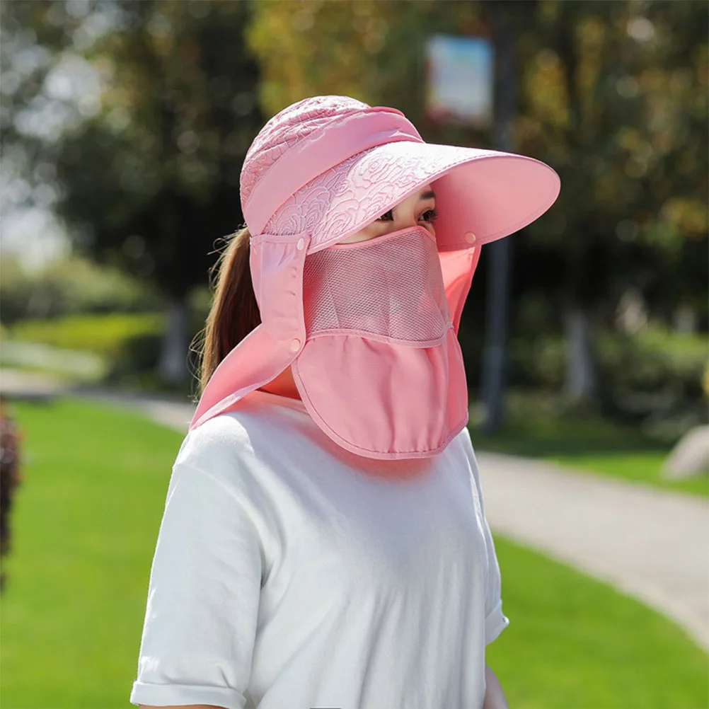 

Summer Sun Hat Wide Brim Pink Creative Face Cover for Women Girls Uv Protection Fashion Dome Hat for Beach Garden Camping Hiking