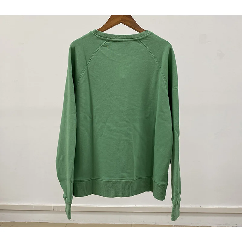 Women Green Pullover Love Embroidery Cotton Tops Female O-Neck Sweatshirts Casual Long Sleeve Sweatshirt Loose Winter Tops