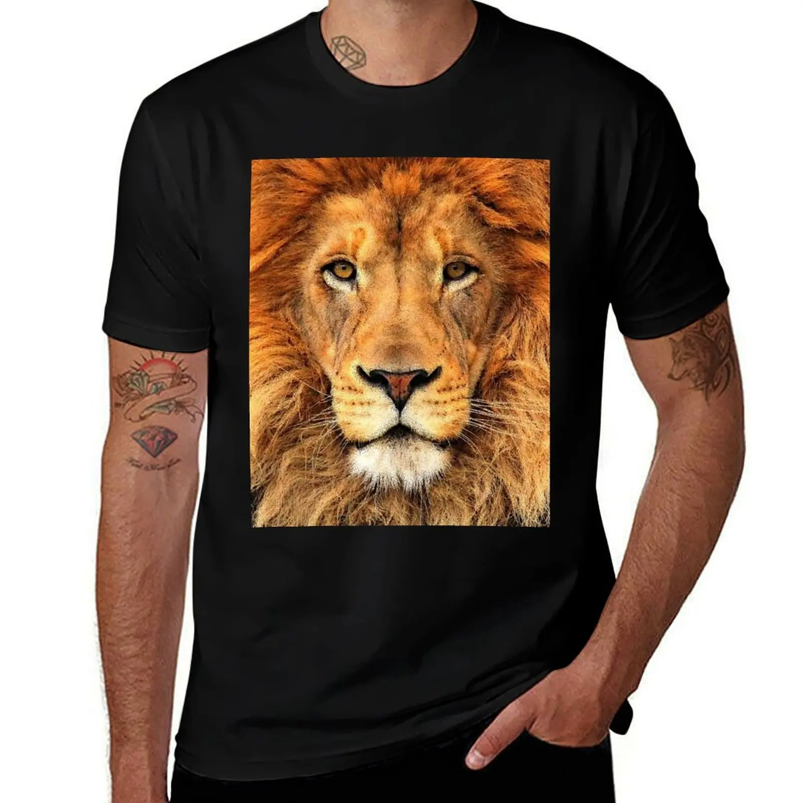 Beautiful Lion Face Wild Cat Glare T-Shirt anime t shirts for man T-Shirt