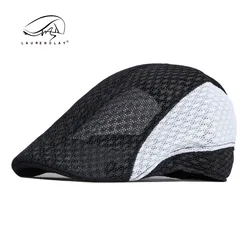 Korea Style Summer Sun Cap Hats Plain Solid Black White Grey Ivy Cabbie Flat Caps Breathable Mesh Men Women Beret Caps