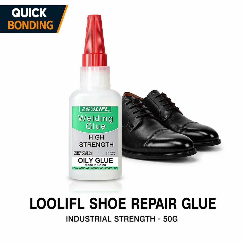 50g LOOLIFL High Strength Oily Welding Glue Quick Bond Flexible Waterproof Shoe Repair Glue for Leather Shoes Rubber Sneaker Boot Sole Daily DIY Mending