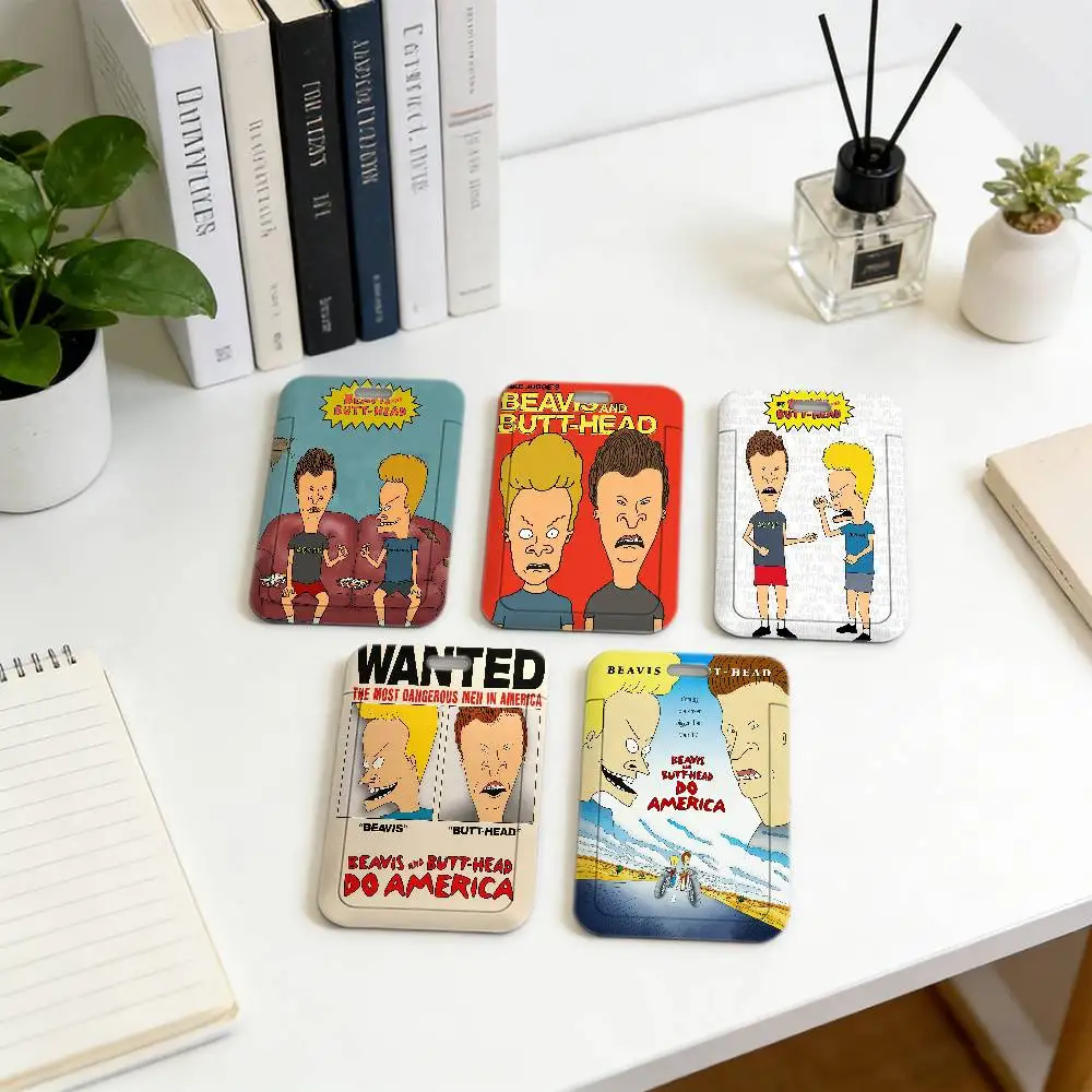 Beavis and Butt-Head Schlüsselband mit transparentem Ausweishalter, robuste Kartenhülle für Mitarbeiter-Büroausweise.