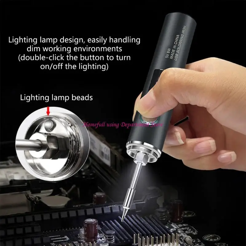 

Компактный паяльник «сделай сам», питание от USB типа C, 5-ступенчатый контроль температуры, наконечник для быстрого нагрева,