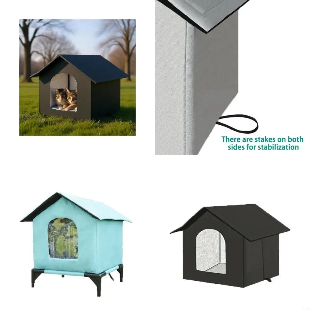 

Всепогодный изолированный домик для кошек для уличных кошек Приют для кошек Ferals для зимней защиты Легко собирается X3UC