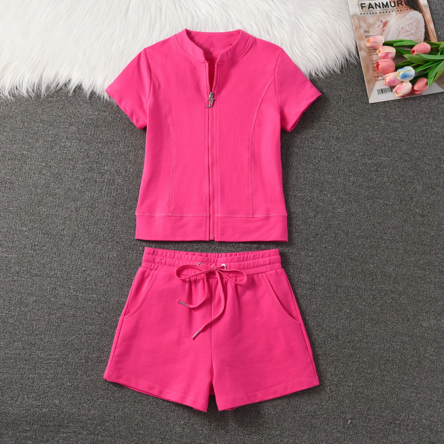 

2025 Y2K Short Sleeved Shorts pure cotton Tracksuit Suits Women's Fashion Shorts Short Sleeved Fitness Running Women's Suit