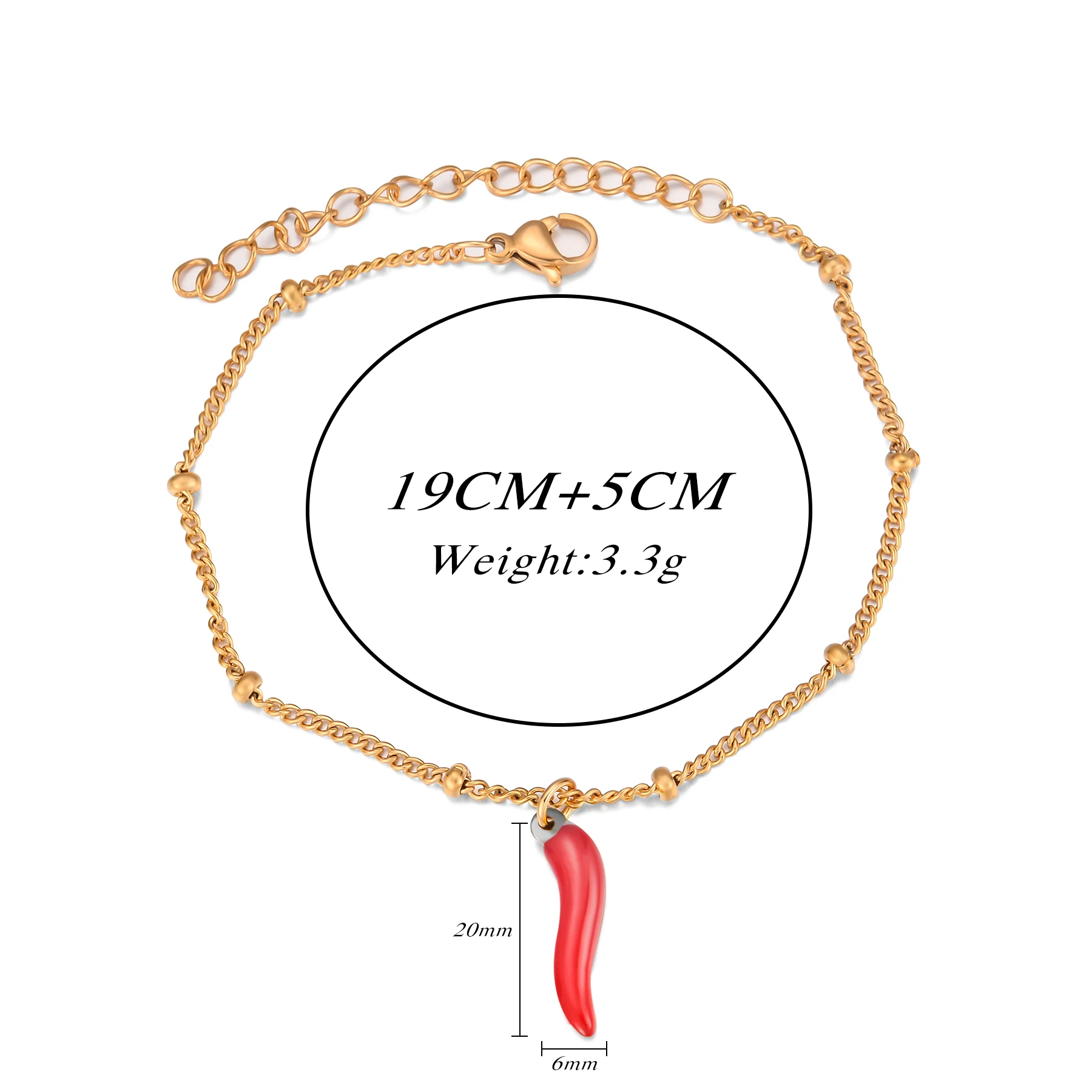 Klassieke roestvrijstalen rode chili bedels armband voor dames zomer waterdicht en roestbestendig dagelijkse accessoires sieraden