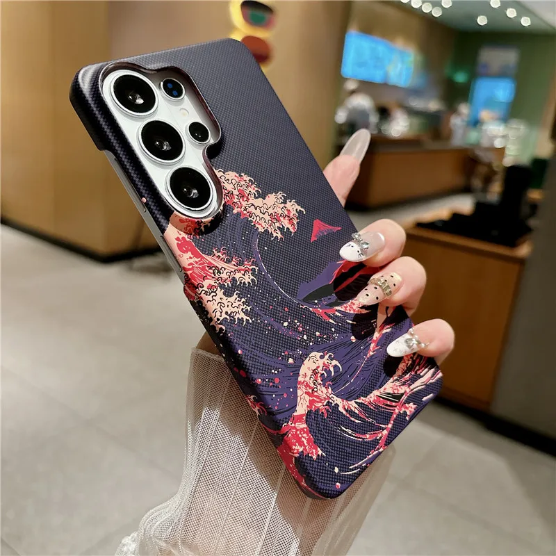 Case For Samsung Galaxy S26 S25 S24 FE S23 S22 Ultra Plus A55 A56 A57 A16 A17 A18 Carbon Fiber Texture Half Wrapped Thin Cover