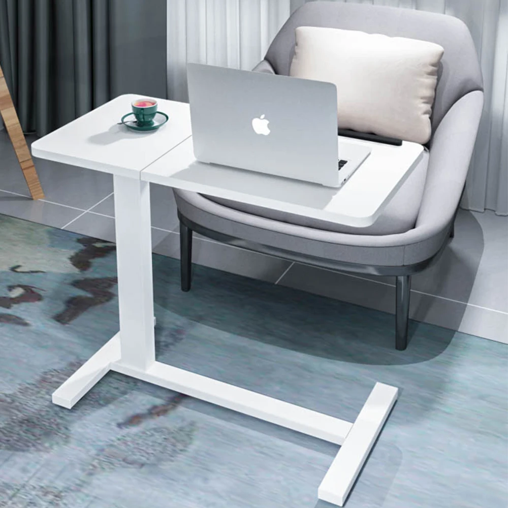 Hospital and Home Use Height Adjustable Table Pneumatic Mobile Laptop Computer Standing Desk Cart Overbed Table with Wheels