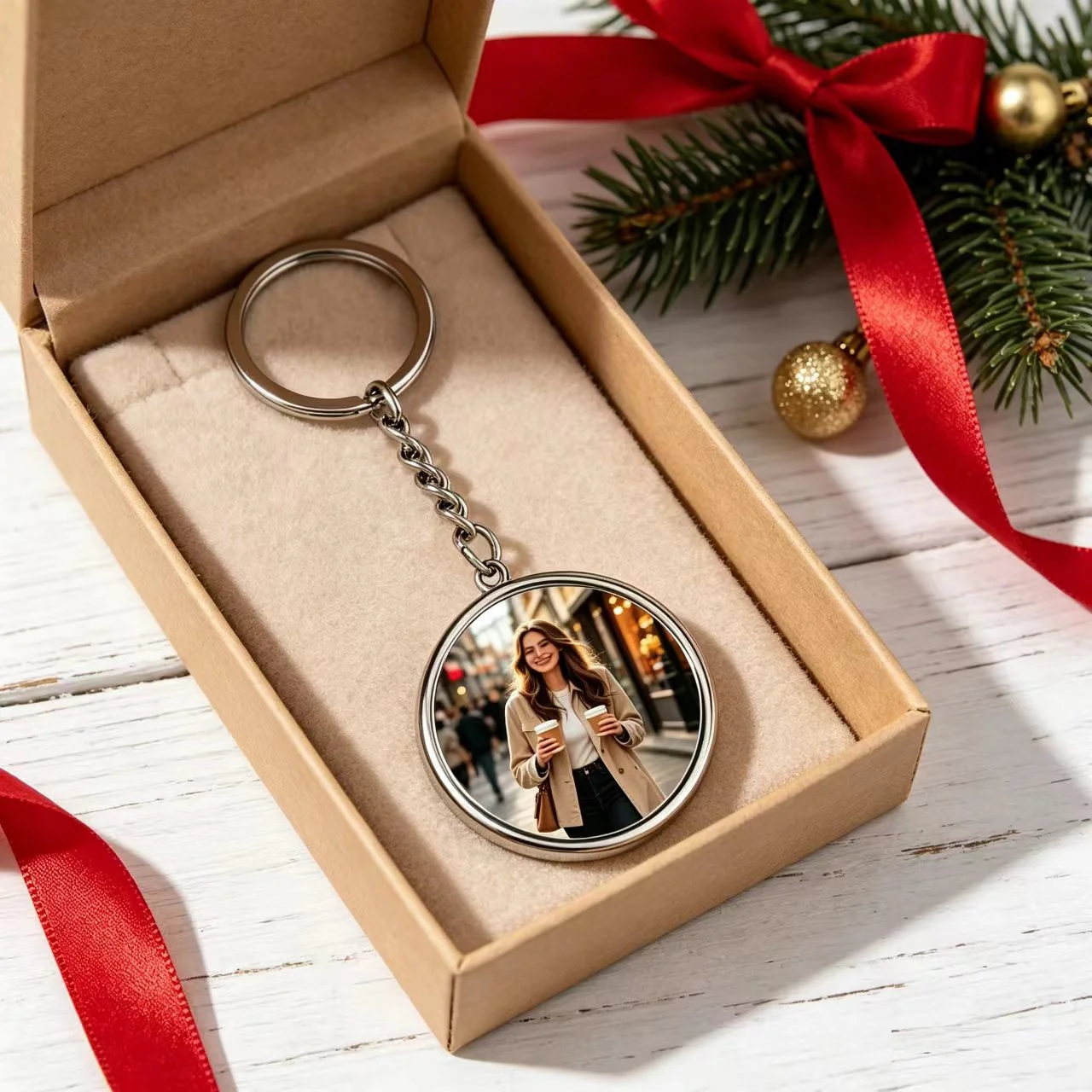 Round Custom Photo Keychain, Double-sided Metal Photo Pendant, Personalized Keyring, Bag Charm Memorial Gift