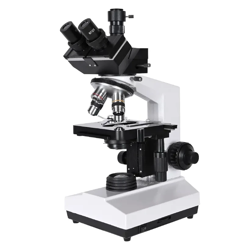 zoom 1600X trinocular microscope biological Lab Laboratory Double-layer mechanical platform ABBE Condenser led Light microscope