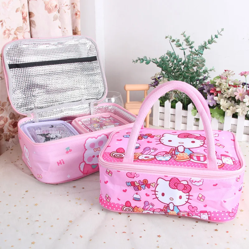 

Kuromi Children Handbag Bento Bag Primary School Student Thermal Lunch Box Bag big Capacity Lunch storage Bag Melody hello kitty