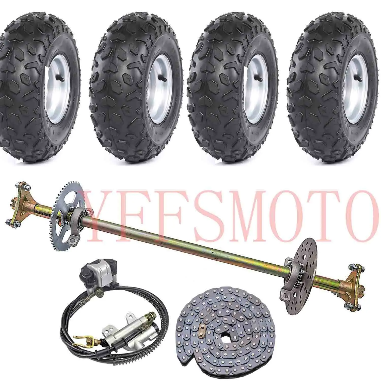 

29" Go Kart Rear Live Axle Kit+Brake Sprocket+Complete 6" Wheels Quad Trike ATV Go Kart