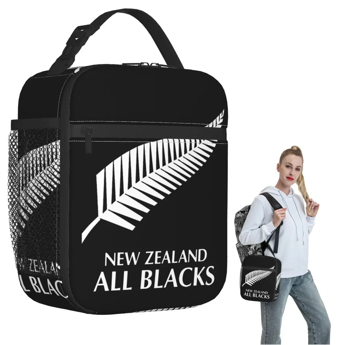 

All Blacks Rugby Hat Autumn Winter Insulated Lunch Bag for Women Kids Leakproof Food Boxes Thermal Lunch Box Tote