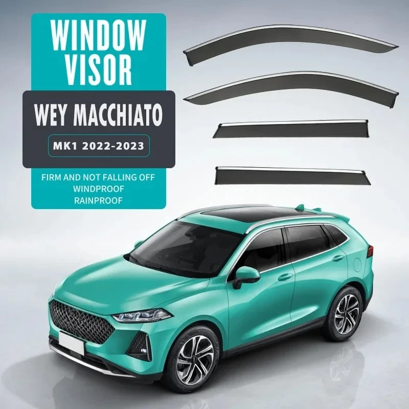 Fit for 2022 2023 Great Wall Wey Macchiato Window visor Car Sun Rain Guard Vent Shade Deflector Wind WeathershieldTrim