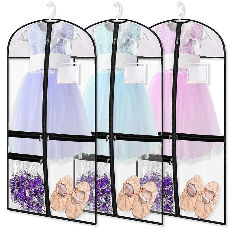 

Clear Dance Costume Garment Bag for Dancers Zippered Pockets Kids Competitions Bags Clothes Cover for Girls Dress Protector