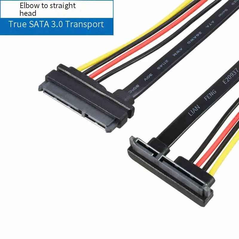 

15cm SATA 22 Pin Male To Female 90 degrees Sata Extension Cable SATA 6Gb/s 22 Pin Male to Female 7+15 Pin SATA Data HDD Power